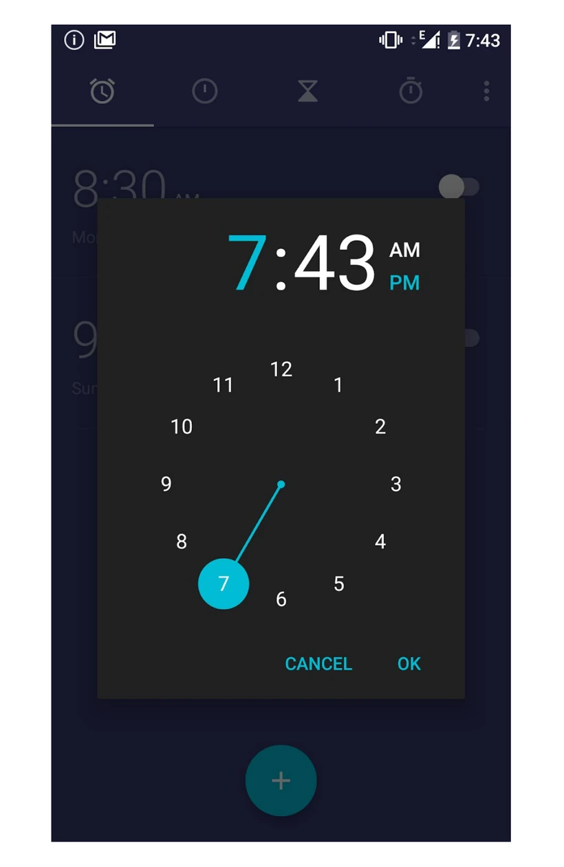Android circular time picker with values arranged like an analog clock