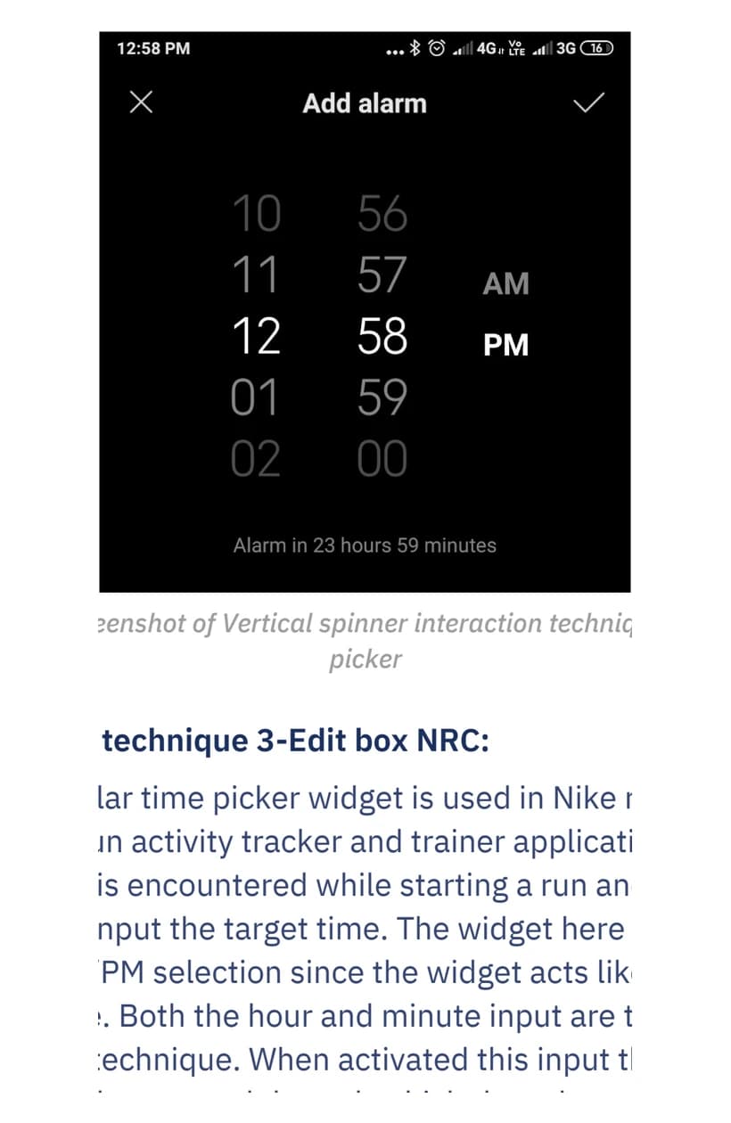 Android time picker with vertically scrolling hour and minute values